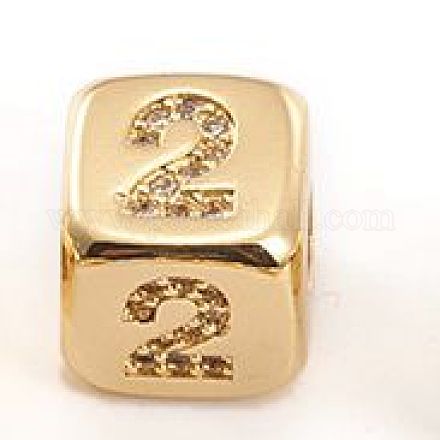 Латунные микро проложить кубического циркония бусы ZIRC-L091-021G-02-1