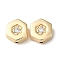 Brass Micro Pave Cubic Zirconia Beads, Cadmium Free & Nickel Free & Lead Free, Hexagon, Real 18K Gold Plated, 8x7x3.5mm, Hole: 1mm