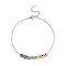 Multi-Colored Handmade Evil Eye Lampwork Anklets, with 304 Stainless Steel Cable Chains, Stainless Steel Color, 8-5/8 inch(22cm)