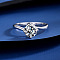 Flat Round Rhodium Plated 925 Sterling Silver Micro Pave Cubic Zirconia Finger Rings for Women, Platinum, US Size 5 3/4(16.3mm)