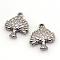 Tarnish Resistant 201 Stainless Steel Pendants, Tree, Stainless Steel Color, 16x14x3mm, Hole: 1mm