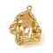 Nuggets Brass Pendant Cabochon Settings for Pearl, Long-Lasting Plated, Nickel Free, Real 18K Gold Plated, Tray: 12x7mm, 19.5x15.5x7mm, Hole: 1mm