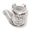 Brass Crystal Rhinestone Pendant Cabochon Settings, Open Back Settings, Fox, Silver, Tray: 3.5x5.5mm, 12.5x12.5x9mm, Hole: 1x1.5mm