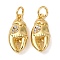 Brass Micro Pave Cubic Zirconia Pendants, Lobster Tongs, with Jump Ring, Long-Lasting Plated, Cadmium Free & Lead Free, Rack Plating, Real 18K Gold Plated, 18x8.5x5mm, Hole: 3mm
