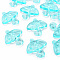 Transparent Acrylic Pendants, Umbrella with Bowknot, Light Blue, 42.5x38x7.5mm, Hole: 3x3.5mm, about 109pcs/500g
