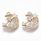 Brass Micro Cubic Zirconia Charms, Nickel Free, Real 18K Gold Plated, Moon with Arrow, Clear, 13x10x3mm, Hole: 1mm