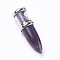 Natural Amethyst Big Pointed Pendants, with Platinum Tone Brass Findings, Bullet, 50~53x16~17mm, Hole: 5x7~8mm