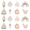 40Pcs 8 Styles Alloy Enamel Pendants, Windmill/Lollipop/Donut/Envelope/Rainbow, Light Gold, Mixed Color, 15~20.5x8~24.5x1.5~2mm, Hole: 1.6mm, 5pcs/style