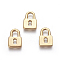 PVD Vacuum Plating 304 Stainless Steel Pendants, Padlock, Golden, 16.5x11x2.5mm, Hole: 3.5x5.5mm