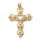 Brass Micro Pave Cubic Zirconia ABS Imitation Pearl Pendants, Cadmium Free & Lead Free, with Shell, Real 18K Gold Plated, Cross, 37.5x28.5x3.5mm, Hole: 3.5x5mm