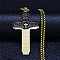 201 Stainless Steel Pendant Necklaces, The Lord's Prayer Corss, Golden, 23.54 inch(59.8cm)