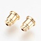 Brass Ear Nuts, Earring Backs, Nickel Free, Real 18K Gold Plated, 6x5mm, Hole: 0.6mm