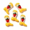 Handmade Lampwork Enamel Beads, Boot with Strawberry, Gold, 24x17x8~8.5mm, Hole: 1.4mm