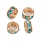 Brass Rhinestone Beads, Rondelle, Blue Zircon, Light Gold, 11.5x6mm, Hole: 5mm