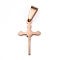 304 Stainless Steel Pendants, Cross, Rose Gold, 20x12.2x1.2mm, Hole: 3.5x7mm