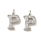 Initial Letter Brass Micro Pave Cubic Zirconia Pendants, Letter P, 9~10x4~10x1.5~2mm, Hole: 1.5mm