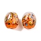 Handmade Lampwork Beads, Barrel with Flower, Two Tone, Dark Orange, 13~14x11.5~12mm, Hole: 1.2~2.5mm