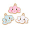 Alloy Enamel Pendants, Cloud Charm, Golden, 16x18x1.5mm, Hole: 1.8mm
