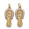 Brass Micro Pave Clear Cubic Zirconia Pendants, Long-Lasting Plated, for Religion, with Jump Rings, Virgin Mary, Real 18K Gold Plated, 23x10.5x3.5mm