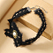 Alloy Pave Imitation Pearl Bowknot Fluffy Plush Choker Necklaces for Women, Black