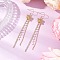 304 Stainless Steel Dangle Earrings, with Brass Micro Pave Clear Cubic Zirconia Butterfly Charms, with Imitation Pearl, Real 18K Gold Plated, 85x15.5mm