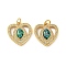 Valentine's Day Brass Micro Pave Cubic Zirconia with Synthetic Opal Pendants, with Jump Ring, Flat Round, Cadmium Free & Lead Free, Real 18K Gold Plated, 18.5x18x3.5mm