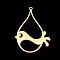 PVD Vacuum Plating 201 Stainless Steel Pendants, Laser Cut, Teardrop with Bird, Golden, 40x30.5x1mm, Hole: 1.5mm