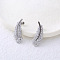 Stainless Steel Clear Cubic Zirconia Feather Stud Earrings, Stainless Steel Color