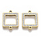 304 Stainless Steel Links connectors, with Rhinestone, Square, Golden, Crystal, 20x15x2mm, Hole: 1.5mm