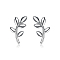 Leaf Sterling Silver Stud Earrings, Silver, 13x6mm