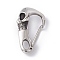 Non-Tarnish 304 Stainless Steel Push Gate Snap Keychain Clasps, Skull, Stainless Steel Color, 45x26x13.5mm, Hole: 5x9mm