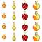 16Pcs 4 Style Brass Enamel Pendants, Long-Lasting Plated, Cadmium Free & Lead Free, Real 18K Gold Plated, Lemon & Lotus Leaf & Pineapple & Strawberry, Mixed Color, 7~11x4~8x1.5~4mm, Hole: 0.9~1mm, 4pcs/style