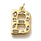 Brass Micro Pave Clear Cubic Zirconia Pendants, with Jump Ring, Lead Free and Cadmium Free, Long-Lasting Plated, Rack Plating, Letter Charms, Real 18K Gold Plated, Letter B, 20.5x13.5x2.7mm, jump ring: 5x1mm, 3mm inner diameter.