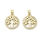 Brass Micro Pave Cubic Zirconia Pendants, with Shell, Real 18K Gold Plated, Tree, 20.5x18x2mm, Hole: 3.4x4mm