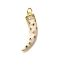Brass Micro Pave Cubic Zirconia Enamel Pendants, Horn of Plenty, with Jump Ring Charms, Lead Free & Cadmium Free, Real 18K Gold Plated, White, 27x7x4mm, Hole: 3.3mm