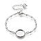 Tarnish Resistant 304 Stainless Steel Bracelet Making, with Lobster Claw Clasps and Flat Round Cabochon Settings, Stainless Steel Color, Tray: 12mm, 6-1/8 inch(15.5cm)