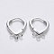 Brass Huggie Hoop Earring Findings, Nickel Free, with Horizontal Loop, Real Platinum Plated, 17x15x2.5mm, Hole: 1.2mm, Pin: 1mm