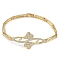 Rack Plating Brass Micro Pave Clear Cubic Zirconia Link Chain Bracelets, Long-Lasting Plated, Lead Free & Cadmium Free, Real 18K Gold Plated, Heart, 7-5/8 inch(19.5cm), 20mm