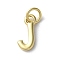 Rack Plating Brass Charms, Cadmium Free & Lead Free, Long-Lasting Plated, Real 18K Gold Plated, Letter J, 11.5x5x1.5mm, Hole: 3.2mm