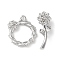 Brass Toggle Clasps, Cadmium Free & Nickel Free & Lead Free, Flower, Real Platinum Plated, Ring: 18x16x4mm, Bar: 7x22x7.5mm, Hole: 1.5mm