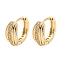 Brass with Clear Cubic Zirconia Hoop Earrings, Light Gold, 15x7mm