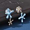 Brass Cubic Zirconia Stud Earrings, with Imitation Pearl, Ocean Series, Golden, Starfish, 33x16mm
