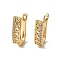 Brass Micro Pave Cubic Zirconia Hoop Earring, Light Gold, 19x5.5mm