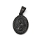 Ion Plating(IP) 201 Stainless Steel Pendants,  Oval with Virgin Mary, Miraculous Medal, Black, 21x14.5x2.5mm, Hole: 5.5x8.5mm