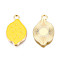 Light Gold Plated Alloy Charms, with Enamel, Lemon, Yellow, 20.5x12.5x2mm, Hole: 2mm