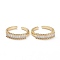 Brass Micro Pave Clear Cubic Zirconia Cuff Rings, Open Rings, Long-Lasting Plated, Real 18K Gold Plated, 2~4.5mm, Inner Diameter: 17.5mm