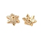 Brass Micro Pave Clear Cubic Zirconia Bead Caps, Flower, Real 18K Gold Plated, 7x8x2.5mm, Hole: 0.8mm