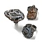 Natural Agate Adjustable Rings, with Antique Silver Brass Findings, Jewely for Unisex, Nuggest, Adjustable