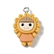 Opaque Resin Pendants, Cartoon Girl Charms with Platinum Plated Iron Loops, Flower, 25.5x16.5x7mm, Hole: 2mm