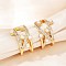 C-Shaped Brass Micro Pave Clear Cubic Zirconia Cuff Earrings, with Plastic Imitation Pearl, Golden, 16.5x15x10mm